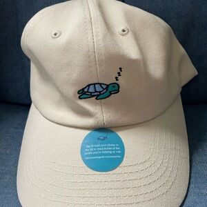 Follow Your Legend Beige Cap with Sleeping Turtle Embroidery Track Turtles